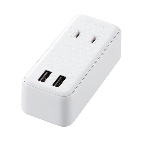 �G���R��(ELECOM) MOT-U07-22WH �z���C�g ���o�C��USB�^�b�v 2��+2�|�[�g ��}��1�E���}��1 2�s��