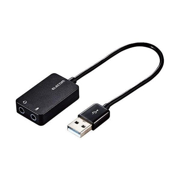 GR(ELECOM) USB-AADC02BK ubN I[fBIϊA_v^ USB-3.5mm P[ut