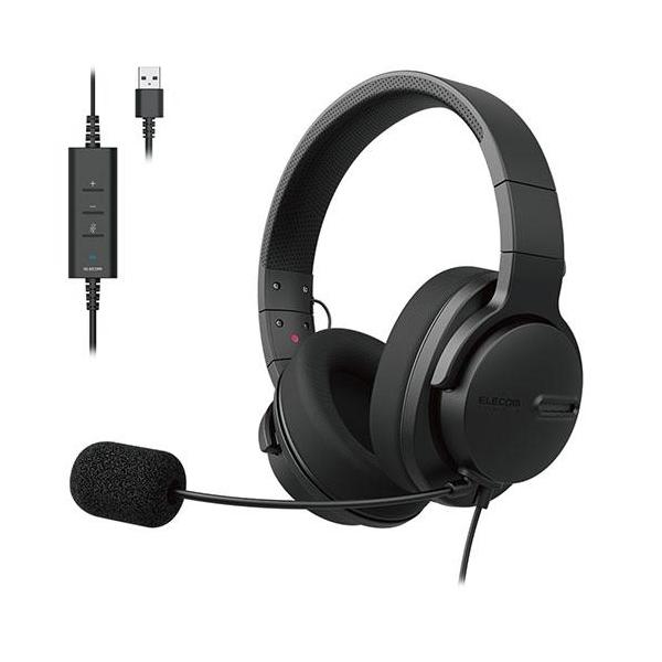 ELECOM エレコム　ヘッドセット　有線　HS-HP105UNCBK ブラック エレコム(ELECOM) HS-HP105UNCBK ブラック オーバーヘッド型 両耳