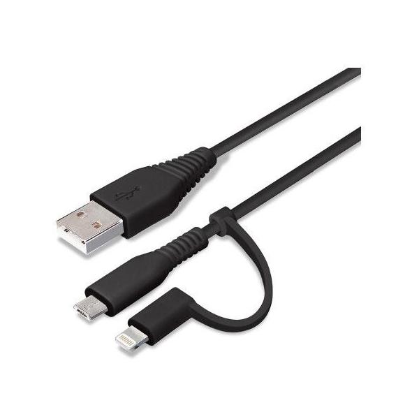 PGA PG-LMC05M03BK ubN ϊRlN^t 2in1 USBP[u Lightning&amp;micro 50cm