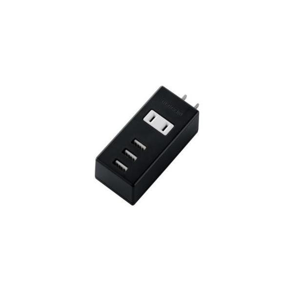 �G���R��(ELECOM) MOT-U05-2132BK �u���b�N ���o�C��USB�^�b�v 2�s�� 1��
