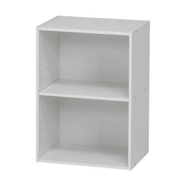 不二貿易 【組立品】 カラーボックス 可動棚2段 WH 96613【代引