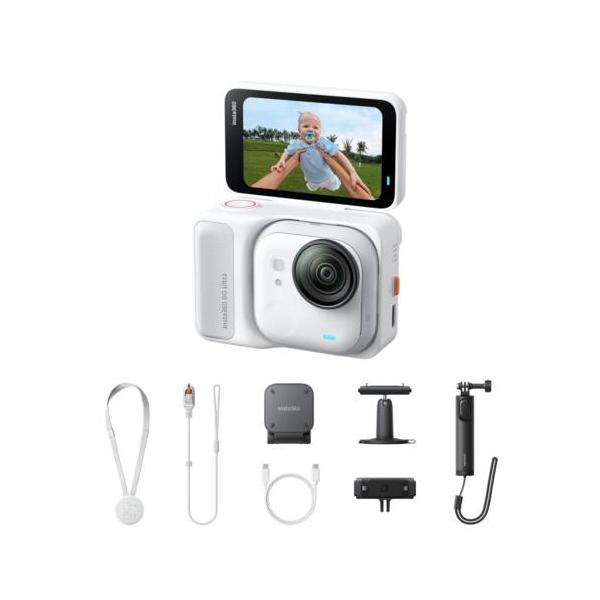 ホワイト❤リモコン付 ゴープロ互換 4k 1600万画素 アクションカメラセット Insta360 GO ULTRA アークティックホワイト 4Kアクションカメラ