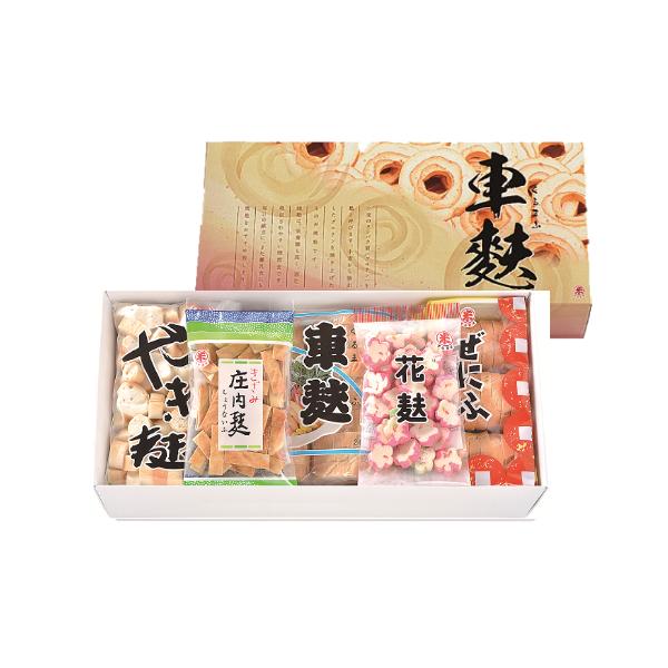 越後名産車麸のギフトセットです。賞味期限：製造から365日（1年）上白二本巻×1、ぜにふ×1、やき麸×1、きざみ庄内麸×1、花麸×1新潟 車麩 マルヨネ 人気のギフト 贈り物やギフトに 添加物を使わない小麦粉グルテン　新潟名物 新潟グルメ ...