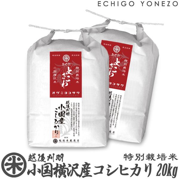 新潟米 令和6年産 小国横沢産コシヒカリ 特別栽培米 20kg (5kg×4袋  
