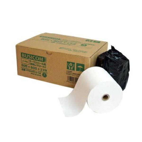 他サイト： BUSICOM ビジコム サーマルロール紙(感熱レジロール)レシート用 80mm幅 80×80×12(5巻入)(ST808012-5K)の商品画像