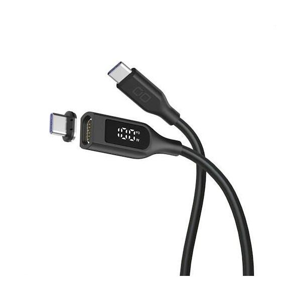 他サイト： 納品先に法人名必須 ディスプレイ表示付き マグネットシリコンケーブル CtoC 100W 1m(CIO-SLMG-SC-CC1-BK)の商品画像