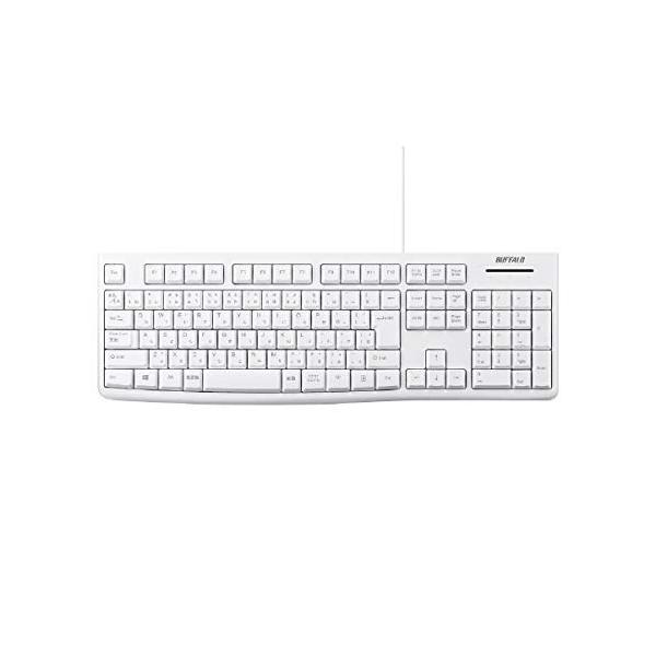 BUFFALO バッファロー USB接続 有線スタンダードキーボード ホワイト(BSKBU100WH)