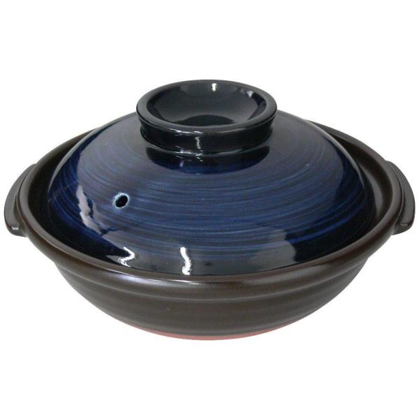 他サイト： スズ木 日本製 私の土鍋 京型6号鍋 瑠璃釉刷毛目 5341-4065の商品画像