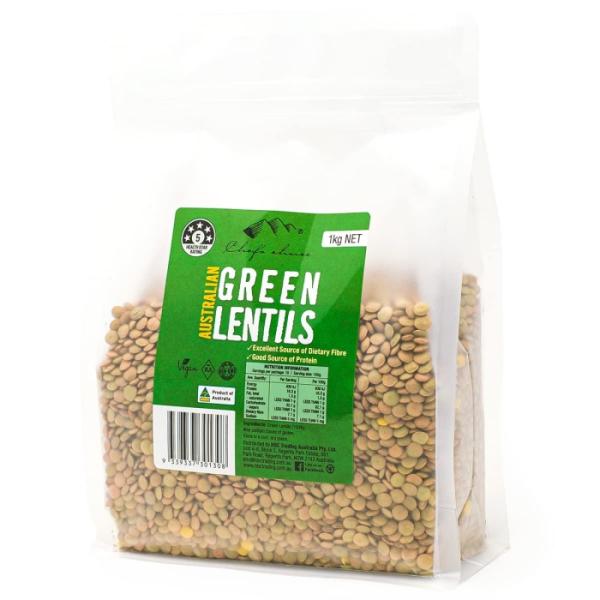 HBC Trading シェフズチョイス レンズ豆 1kg オーストラリア産 Lentils 緑レンズ豆 (GLENTIL) 入数:10