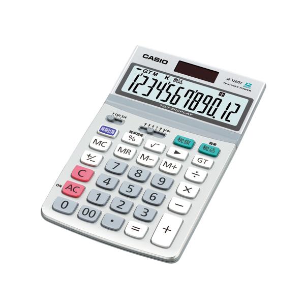 他サイト： CASIO カシオ スタンダード電卓 時間・税計算 ジャストタイプ 12桁 JF-120GT-Nの商品画像