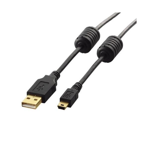 他サイト： ELECOM エレコム USB2.0ケーブル/フェライトコア付 A-miniBタイプ/3.0m(ブラック)(U2C-MF30BK)の商品画像