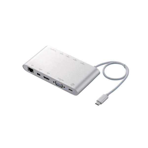 ELECOM エレコム Type-Cドッキングステーション/PD対応/30cmケーブル/シルバー(DST-C08SV)