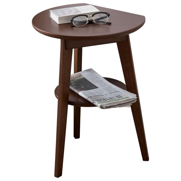 他サイト： HAGIHARA 萩原 萩原 サイドテーブル 丸型 机 ナイトテーブル 壁付けできる 丸テーブル 天然木 ダークブラウン VT-7972DBRの商品画像