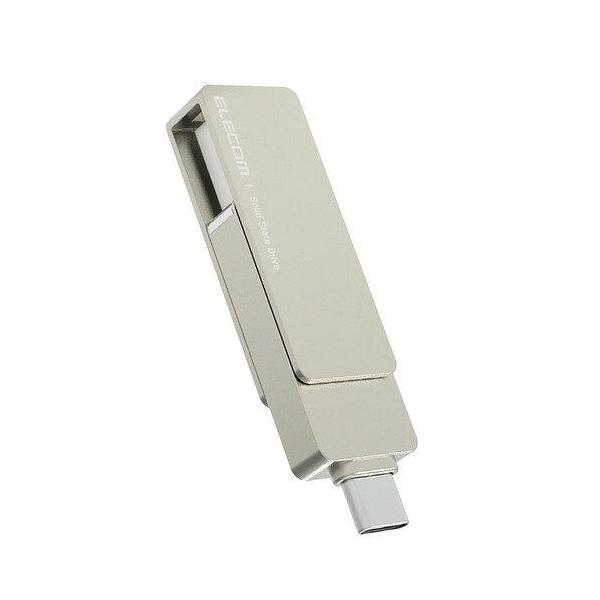 エレコム｜ELECOM SSD 外付け 250GB USB3.2(Gen2) 読込最大500MB/秒 USBメモリ型 ポータブルSSD USB Type C/USB-A両対応(シルバー)ESD-EPA0250GSV 返品種別B