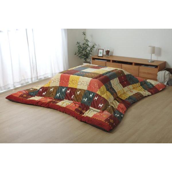 イケヒコ こたつ布団 正方形 ギャッベ柄 ノルディック 掛け単品 レッド 約205×205cm