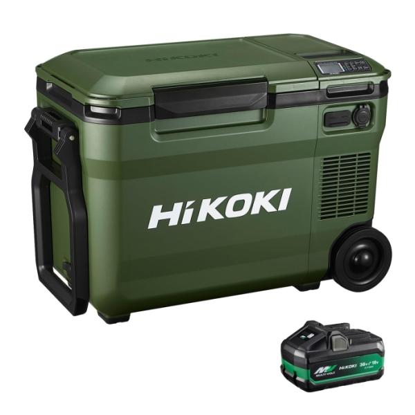 他サイト： 工機ホールディングス HiKOKI 18V-14.4V コードレス冷温庫大容量サイズ25L フォレストグリーン マルチボルトセット品 (UL18DBAWMGZ 6444)の商品画像