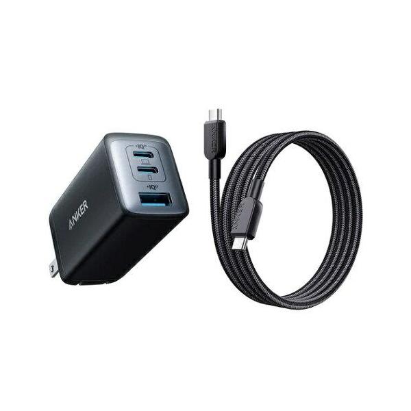 ANKER アンカー PowerPort III 3-Port 65W Pod with USB-C ＆ ケーブル ブラック