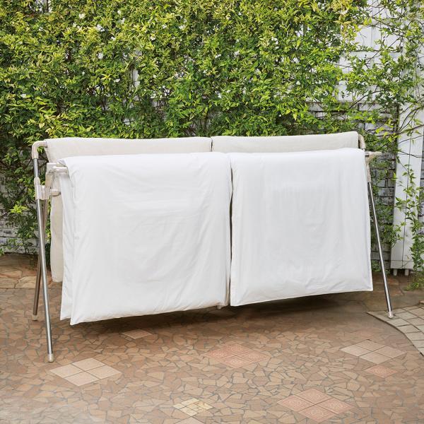 ベストコ ステンレス 布団干し 伸縮 ダブルバー ハンガーフック付き 幅  