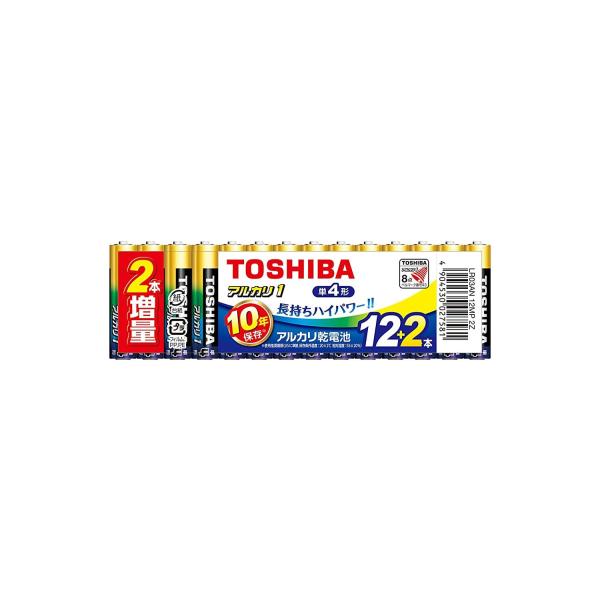 他サイト： TOSHIBA 東芝 使用推奨期限10年 アルカリ乾電池 単4形 14本(12本+2本増量)パック LR03AN 12MP 2Zの商品画像