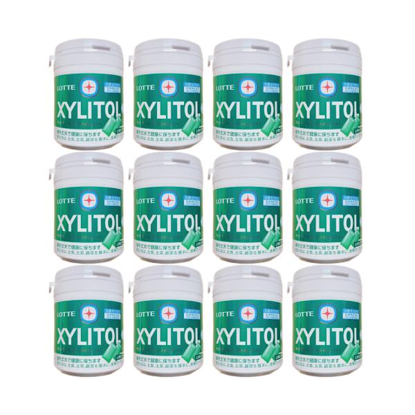 ロッテ キシリトールガム ライムミント ファミリーボトル 133g 12個セット ボトルガム 緑のボトル