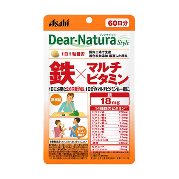 アサヒグループ食品 ディアナチュラスタイル 鉄×マルチビタミン 60粒 ★