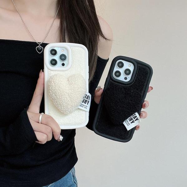 スマホケース iphone15 ケース 韓国 iphone14 ケース iphone13 ケース 携帯ケース iphone12 ケース TPU もこもこ モコモコ ハート シンプル レディース 女子