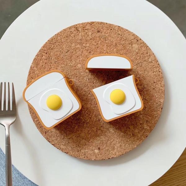 airpods pro ケース 韓国 第2世代 ケース airpods ケース airpods 第3世代 ケース エアポッズプロ ケース シリコン 目玉焼きトーストケース