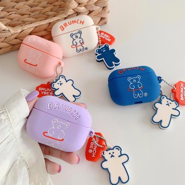 airpods pro ケース 韓国 第2世代 ケース airpods ケース airpods 第3世代 ケース エアポッズプロ ケース 個性的 くま チャーム