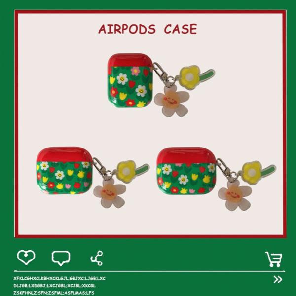 airpods ケース 韓国 airpods proケース おしゃれ 第2世代 ケース カバー airpods 2 3 第3世代 第1世代 第2世代対応 花 フラワー 水彩 デザイン チャーム
