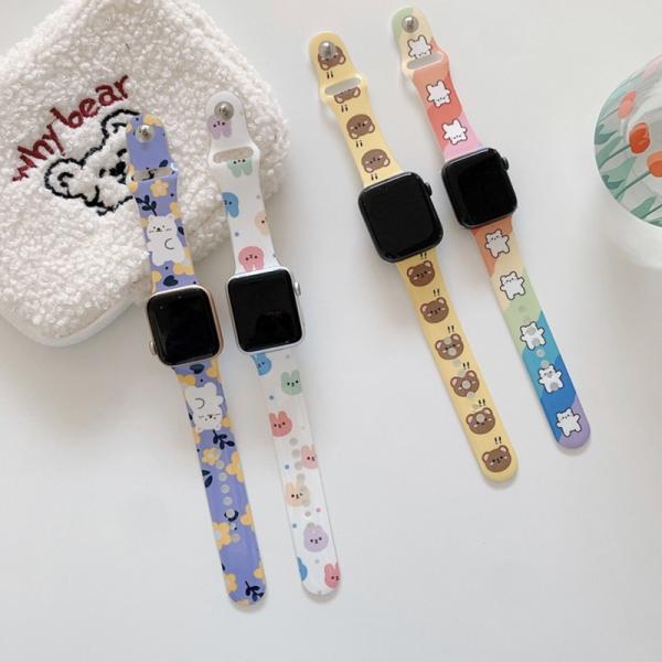 apple watch iwatch アップルウォッチ series 1 2 3 6 5 4 SE 38mm 40mm 42mm 44mm ベルト バンド ゆるふわ アニマル TPU 韓国 かわいい 大人 可愛い お洒落