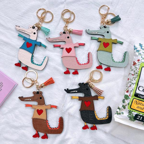 アクセサリー 韓国 チャーム キーリング キーホルダー バッグチャーム 飾り ワニ わに モチーフ タッセル かわいい おしゃれ レディース 大人 女子 ペア