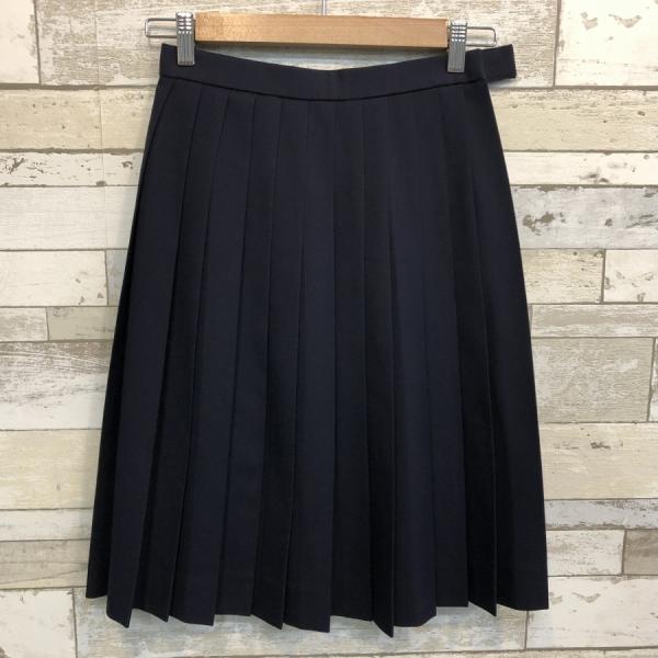 ランクC 冬スカート 24本ヒダ タイヨーザクラ 63×56 紺 ウール混率不明 中学生 高校生 女子制服 中古学生服 中古制服