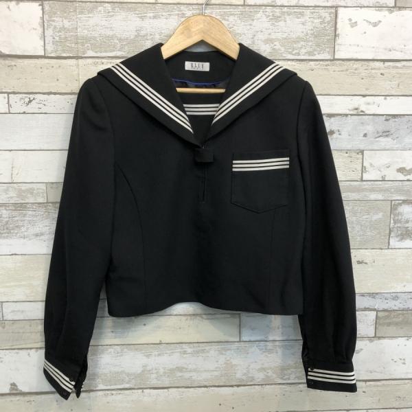 【ランクB】セーラー服 160A  ELLE 黒 スリムシルエット ストレッチ ウール50％ 上着 中学生 高校生 女子制服  中古学生服　中古制服