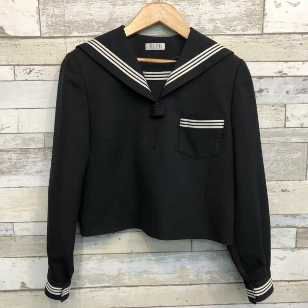 【ランクB】セーラー服 165A  ELLE 黒 スリムシルエット ストレッチ ウール50％ 上着 中学生 高校生 女子制服  中古学生服　中古制服