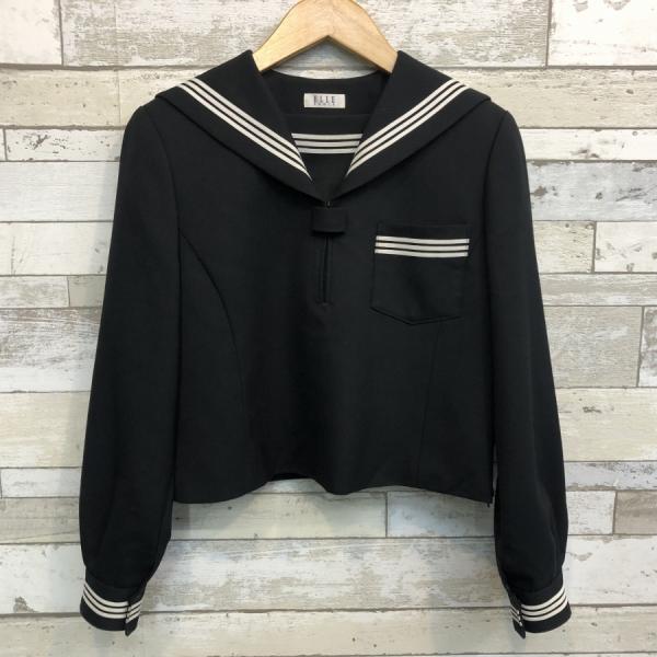 【ランクC】セーラー服 160A  ELLE 黒 スリムシルエット ストレッチ ウール50％ 上着 中学生 高校生 女子制服  中古学生服　中古制服