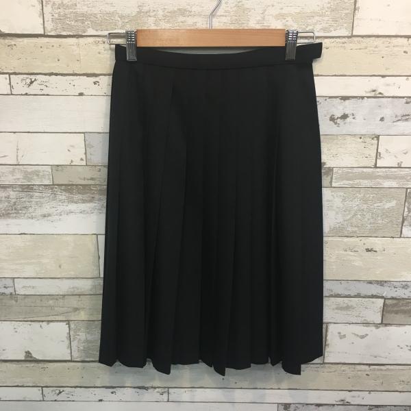ランクB 冬スカート 24本ヒダ ELLE 66×60 黒 ウール50％ 中学生 高校生 女子制服 中古学生服