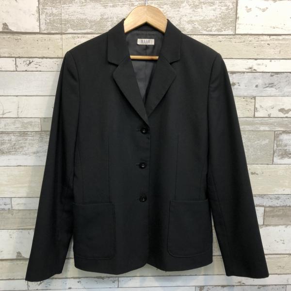 【ランクB】シングルスーツ　ELLE　170A　スリムシルエット　黒　ウール50％　ストレッチ　丸洗いOK　中学生　高校生　中古制服　中古学生服