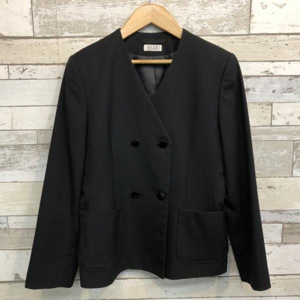 【ランクB】ダブルイートン 160A ELLE 黒 スリムシルエット ストレッチ ウール50％ 上着 中学生 高校生 女子制服  中古学生服