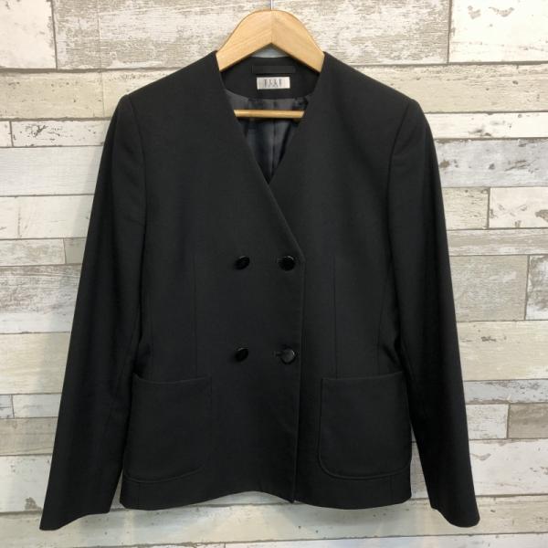 【ランクB】ダブルイートン 160A ELLE 黒 スリムシルエット ストレッチ ウール50％ 上着 中学生 高校生 女子制服  中古学生服