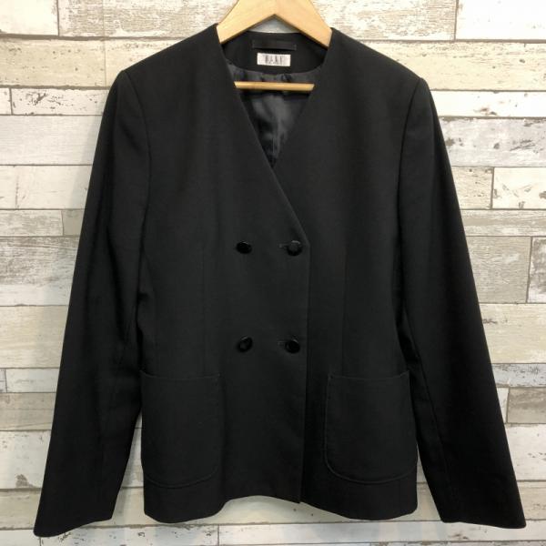 【ランクA】ダブルイートン 170A ELLE 黒 スリムシルエット ストレッチ ウール50％ 上着 中学生 高校生 女子制服  中古学生服