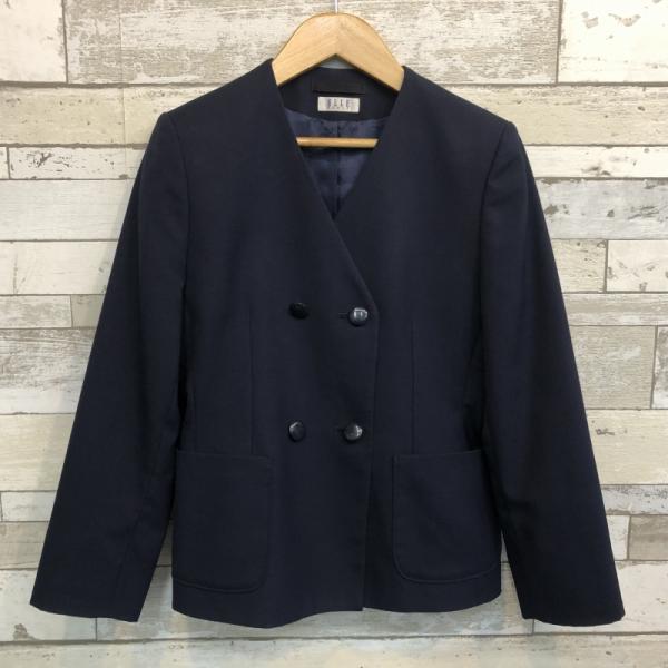【ランクC】ダブルイートン 150A ELLE 紺 スリムシルエット ストレッチ ウール50％ 上着 中学生 高校生 女子制服  中古学生服
