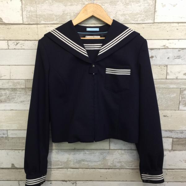 ランクA 前開きセーラー服 165A OLIVE des OLIVE 紺 ウール50％ スリムシルエット上着 中学生 高校生 女子制服 中古学生服