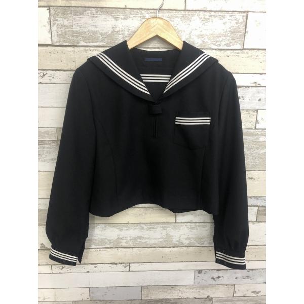 【ランクA】 ポロクラブ 165A セーラー服 黒　レギュラーシルエット ウール50％ 中学生　高校生　中古　学生服