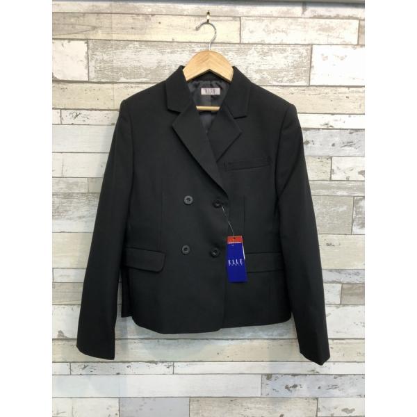 【新品未使用】アウトレット品　在庫限り　ELLE　ダブルスーツ　黒　スリムシルエット　ウール50％　ストレッチ　丸洗いOK　中学生　高校生