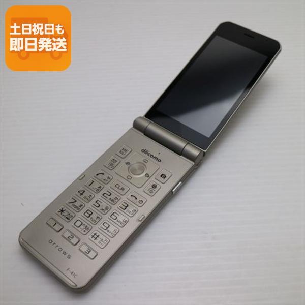 美品 arrows ケータイ ベーシック F-41C ゴールド スマホ 白ロム 中古