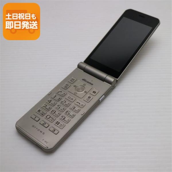 美品 arrows ケータイ ベーシック F-41C ゴールド スマホ 白ロム 中古