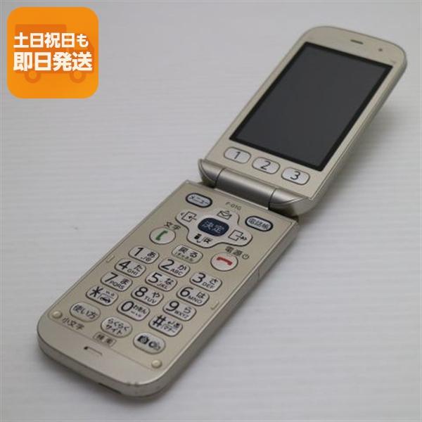 良品中古 F-01G らくらくホン ベーシック4 ゴールド 即日発送 ガラケー