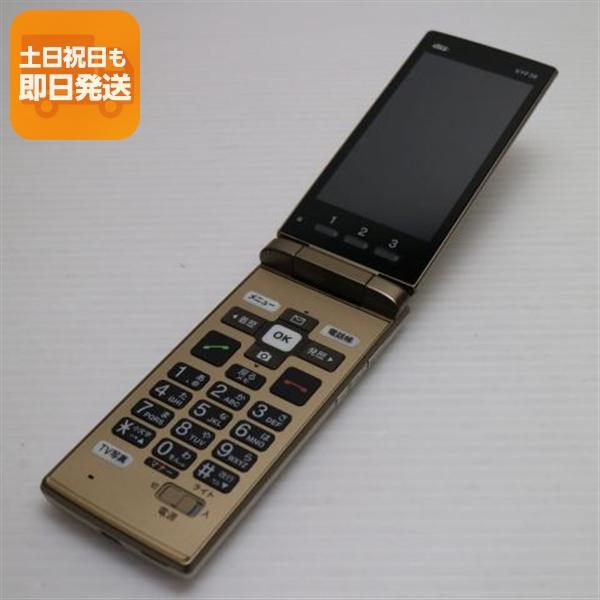 新品同様 KYF38 かんたんケータイ シャンパンゴールド スマホ 本体 白