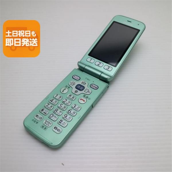美品 F-02J らくらくホン ミントグリーン 即日発送 ガラケー DoCoMo